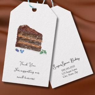 Watercolor Chocolate Cake Bakery, Thank You Gift Tags