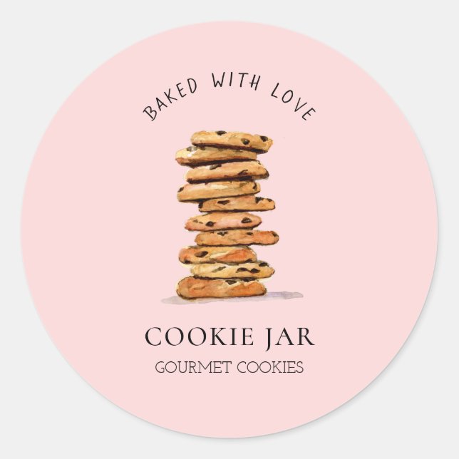 Watercolor Chocolate chip cookie Bakery  Classic Round Sticker (Front)