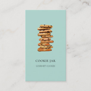Watercolor Chocolate cookie shop Teal Business Card