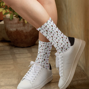 Watercolor Chocolate Covered Strawberries Stickers Socks