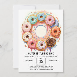 Watercolor Chocolate Doughnuts Birthday Invitation