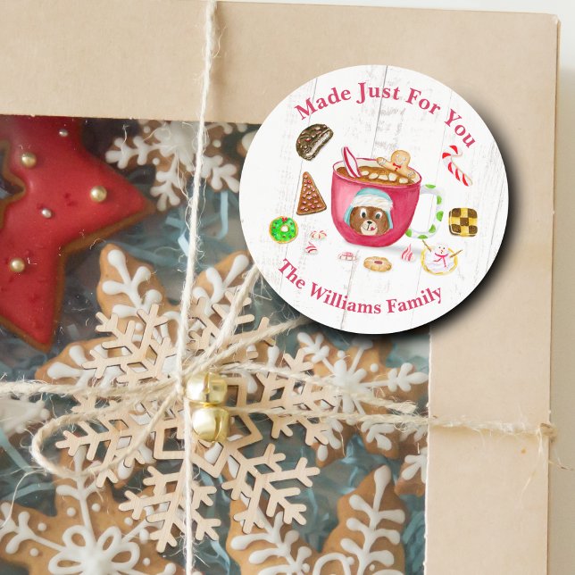 Watercolor Chocolate Gingerbread Cookies Holiday Classic Round Sticker (Decorate your gifts with this sweet and yummy sticker!)