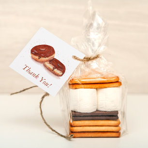 Watercolor Chocolate Glazed Doughnuts Thank You Favour Tags