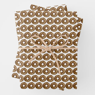 Watercolor Chocolate Sprinkle Donuts Pattern Wrapping Paper Sheet