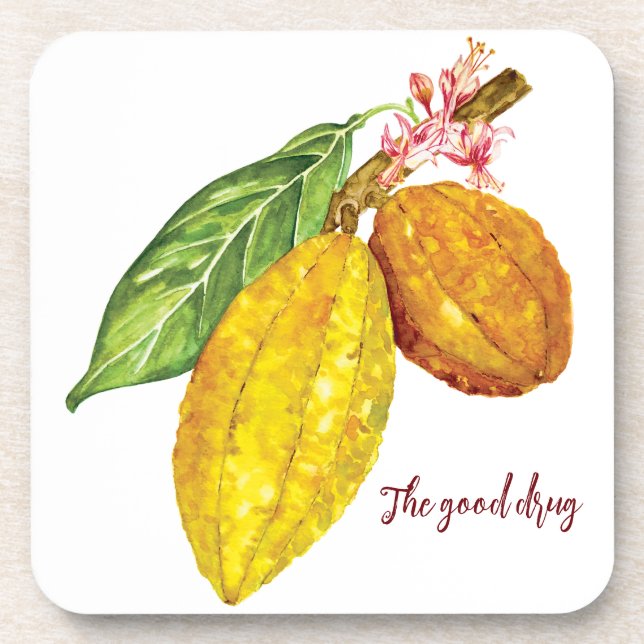 Watercolor chocolate tree fruit coaster (Front)