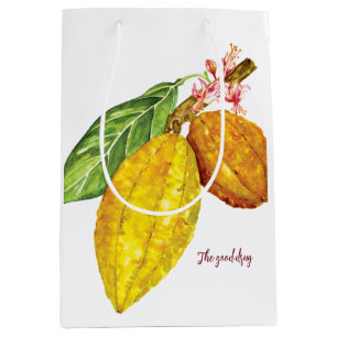 Watercolor chocolate tree fruit medium gift bag