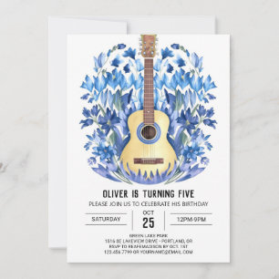 Watercolor Chord Guitar Boy Birthday Invitation