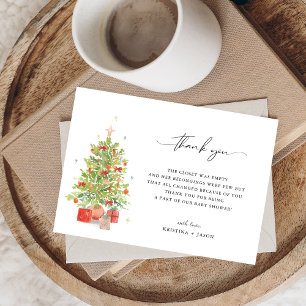 Watercolor Christmas Baby Shower Thank You Cards