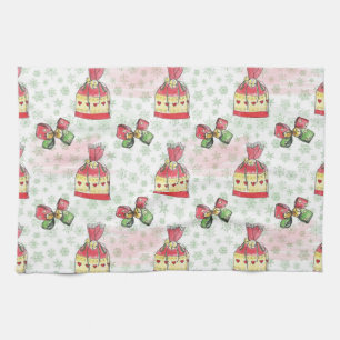 Watercolor christmas bag of sweets kitchen towel