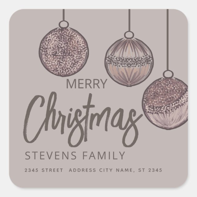 Watercolor Christmas balls  Merry Christmas   Square Sticker (Front)