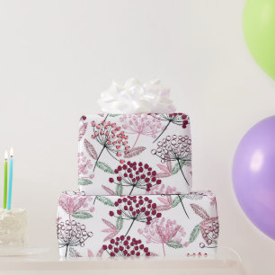Watercolor Christmas Berries Foliage Country Art Wrapping Paper