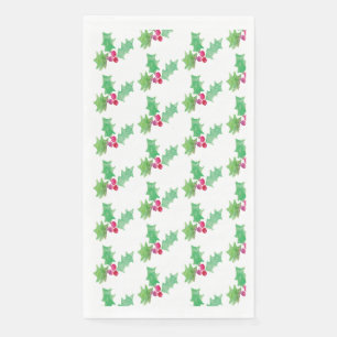Watercolor Christmas Berry Hand Painted Patterned Napkin