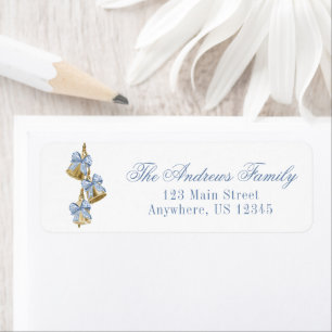 Watercolor Christmas Blue Chinoiserie Bow Bells