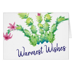 Watercolor Christmas Cactus Happy Holidays Blank
