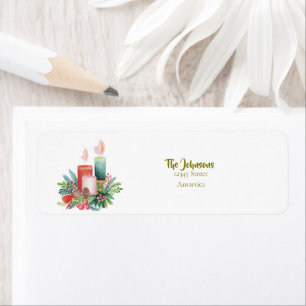 Watercolor Christmas candles Return address label