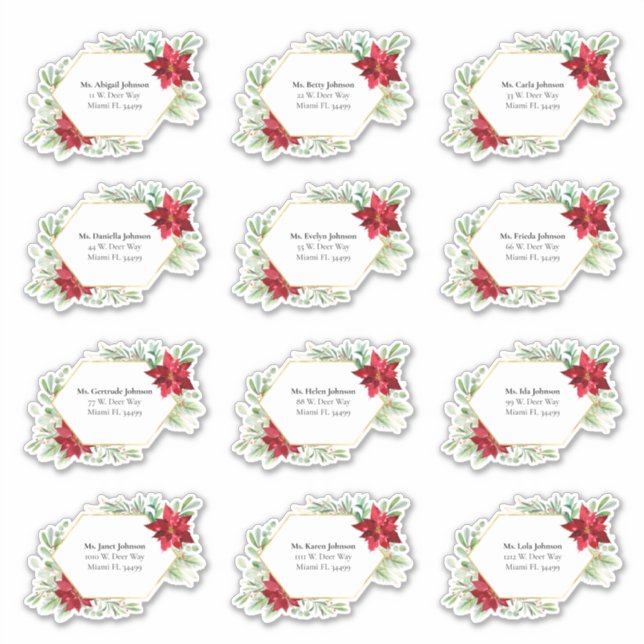 Watercolor Christmas Card Address Labels (Front)
