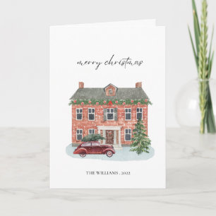 Watercolor Christmas card. Christmas greeting card