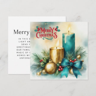 Watercolor Christmas Card with Candle and Tiffany
