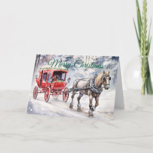 Watercolor Christmas carriage Holiday Card