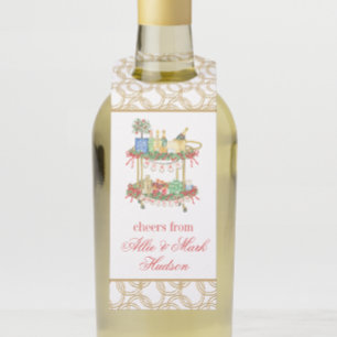 Watercolor Christmas Champagne Bar Cart Bottle Tag