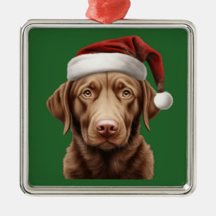 Watercolor Christmas Chesapeake Bay Retriever Metal Ornament