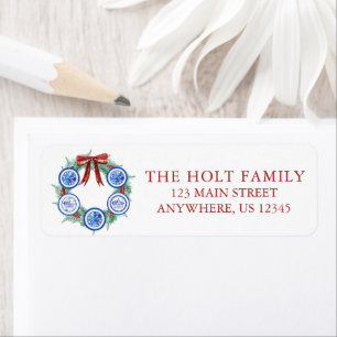 Watercolor Christmas Chinoiserie Plates Wreath