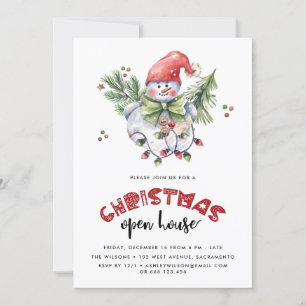 Watercolor Christmas   Christmas Open House  Invitation