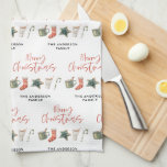 Watercolor Christmas cookie drinks candy cane Kitchen Towel<br><div class="desc">A fun festive design featuring watercolor winter favourites - hot chocolate,  candy cane,  stocking. Merry Christmas in contemporary script font,  perfect to celebrate the holiday season. can be edited,  part of a collection.</div>