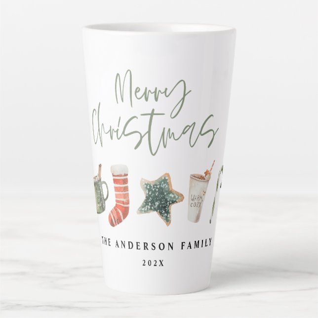Watercolor Christmas cookie drinks candy cane Mug (Front)