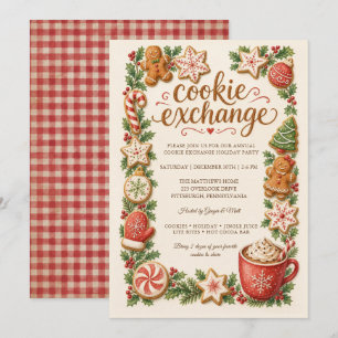 Watercolor Christmas Cookie Exchange Holiday Party Invitation