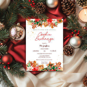 Watercolor Christmas Cookie Exhange Party Holiday Invitation