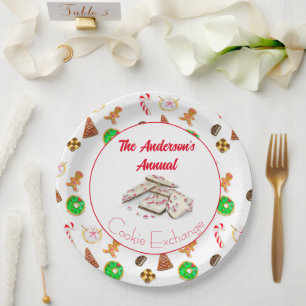 Watercolor Christmas Cookies Exchange  Paper Plate