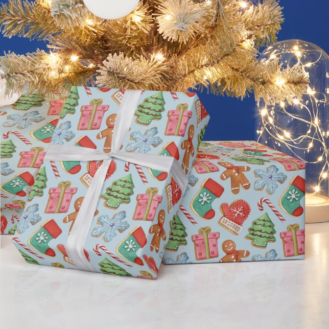 Watercolor Christmas Cookies Wrapping Paper (Holidays)