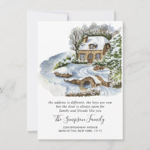 Watercolor Christmas Country  Moving Announcement