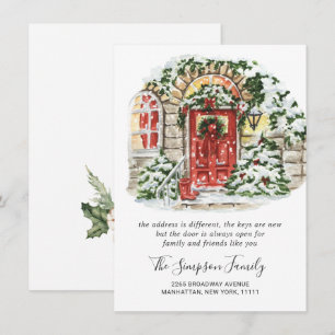 Watercolor Christmas Country Moving Announcement