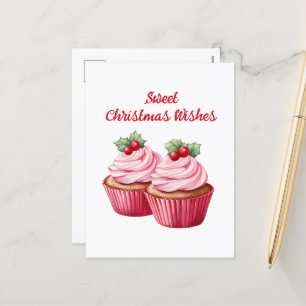 Watercolor Christmas cupcake add text Holiday