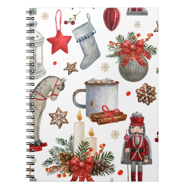 Watercolor christmas decoration pattern notebook (Front)