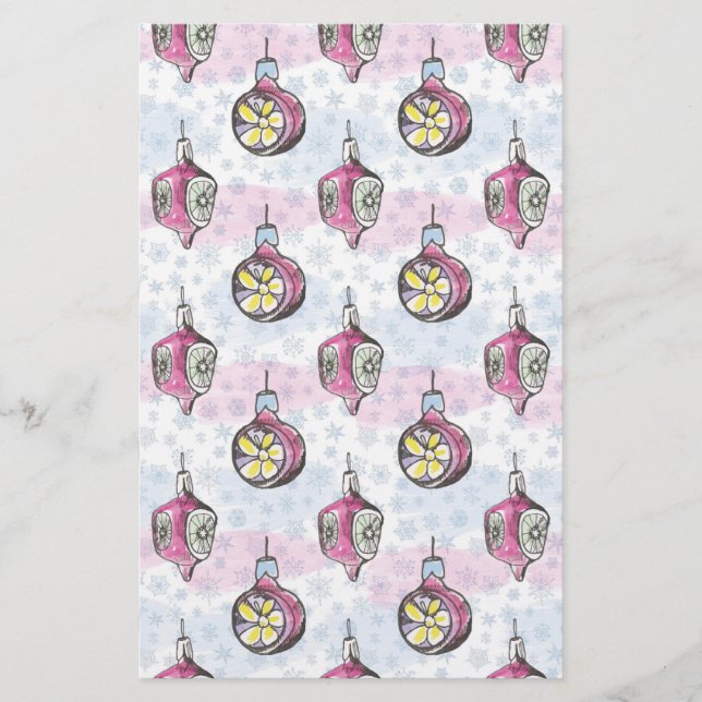 Watercolor Christmas decorations Stationery (Front)