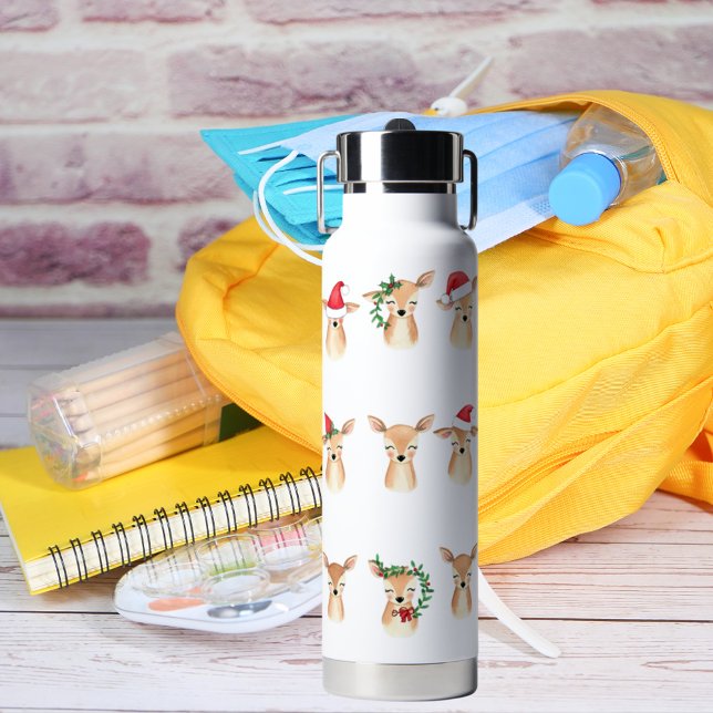 Watercolor Christmas Deer Water Bottle (Creator Uploaded)