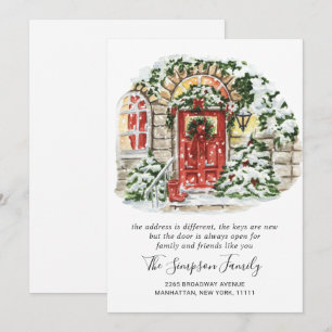 Watercolor Christmas Door Moving Announcement