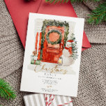 Watercolor Christmas Door With Snowman Party Invitation<br><div class="desc">Watercolor Christmas Door With Snowman Party Invitation. Matching items avaiable.</div>