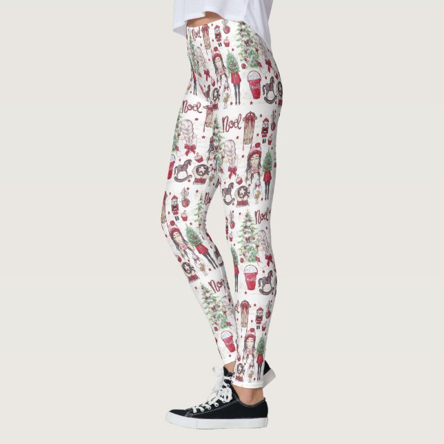 Watercolor Christmas elements Leggings (Left)