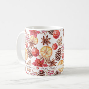 Watercolor Christmas Elements Seamless Pattern Coffee Mug