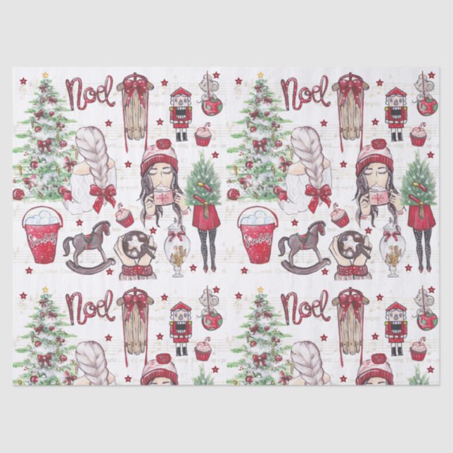 Watercolor Christmas elements Tissue Paper (Front)