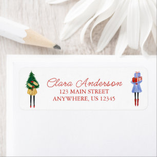 Watercolor Christmas Fashion Girls Return Address