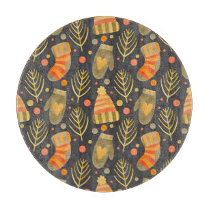 Watercolor Christmas: Festive Seamless Pattern. Cutting Board