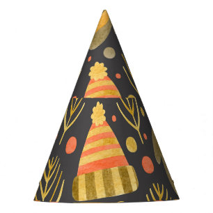 Watercolor Christmas: Festive Seamless Pattern. Party Hat