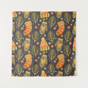Watercolor Christmas: Festive Seamless Pattern. Tapestry