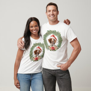 Watercolor Christmas Floral Dog Design T-Shirt