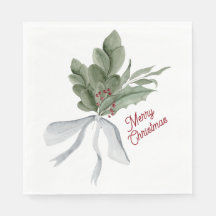 Watercolor Christmas Foliage